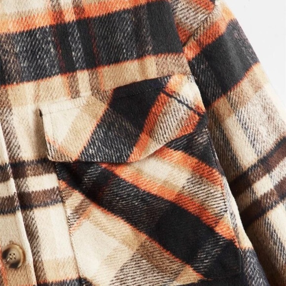 SOLD OUT Autumn Spice Fall Plaid Flannel Button Up Shacket Shirt Jacket - Picture 2 of 3